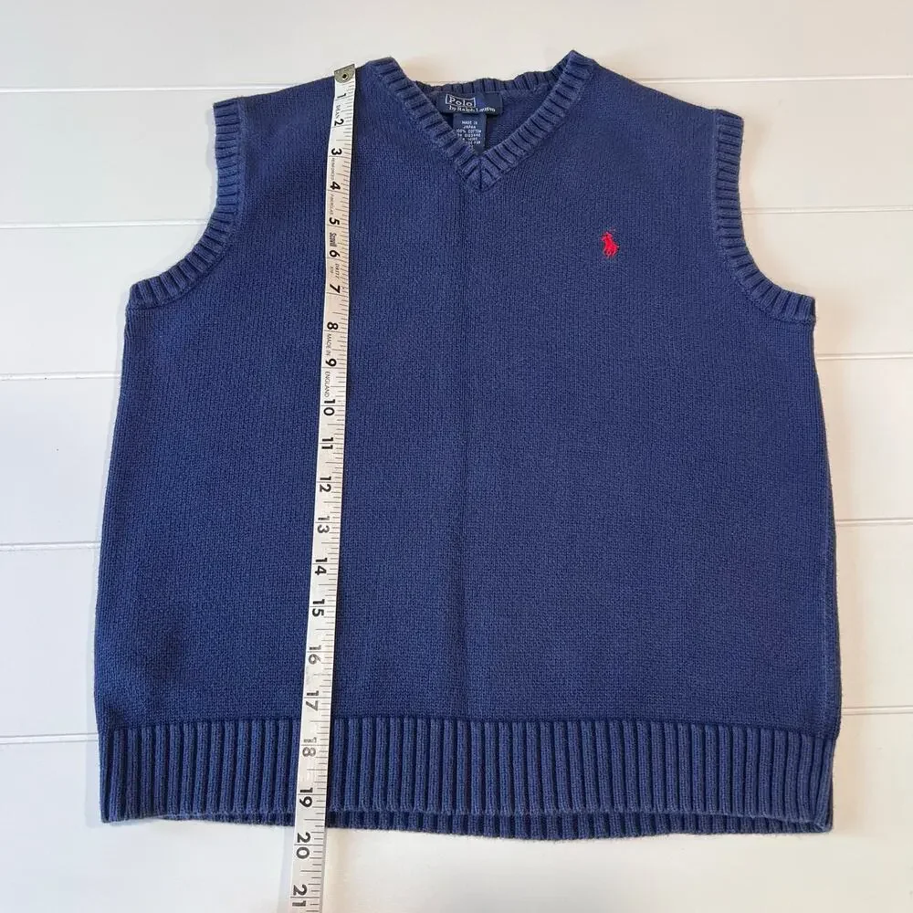 Polo Ralph Lauren Sweater Vest Kids size medium 8/10 Navy Blue